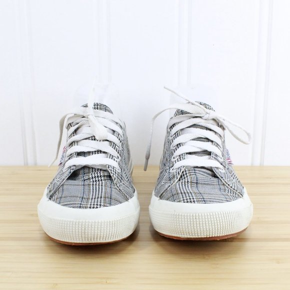 Superga Checkered Black White Canvas Low Top Sneakers Size M 4.5 L 6 - Picture 4 of 9